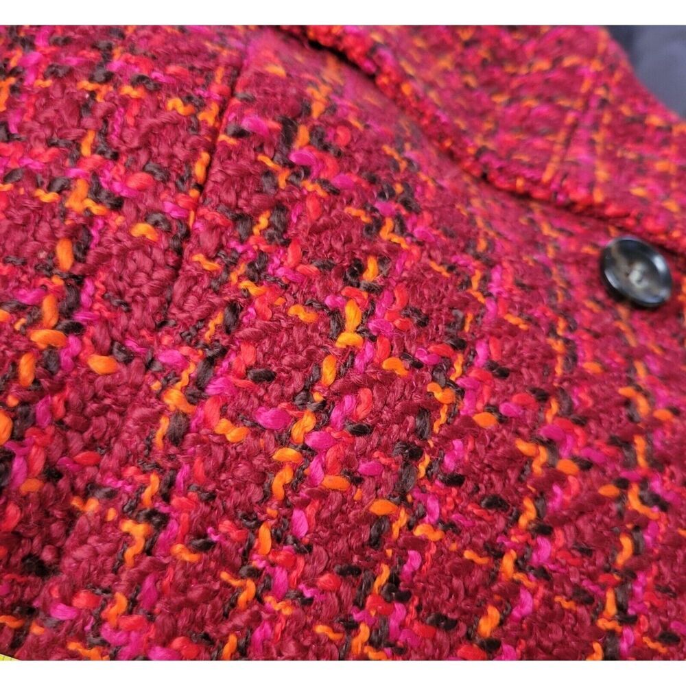 Talbots Wool Blend Blazer Womens 8 Tweed Burgundy Old Money Textured Jacket - Picture 7 of 12